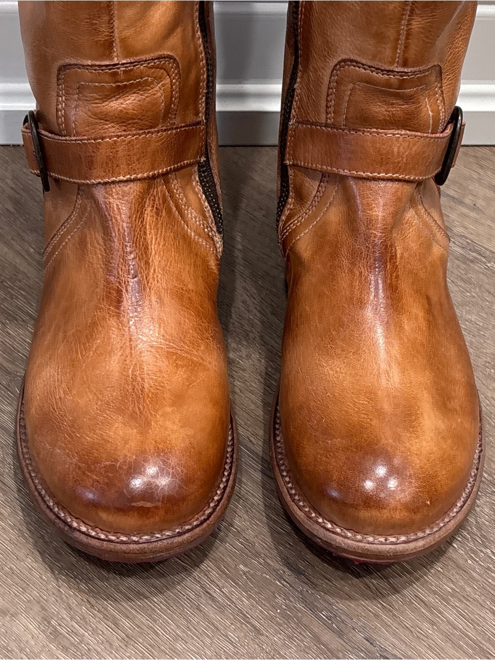 Bed Stu Glaye Wide Calf Tan Rustic Leather Boots 9.5 NEW In Box - Picture 9 of 16
